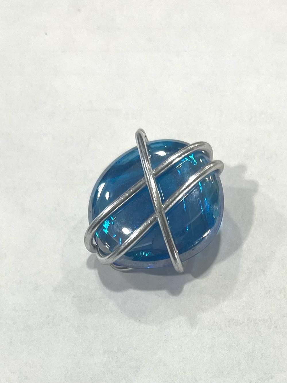 Blue Glass Orb Cage Pendant - Unbranded